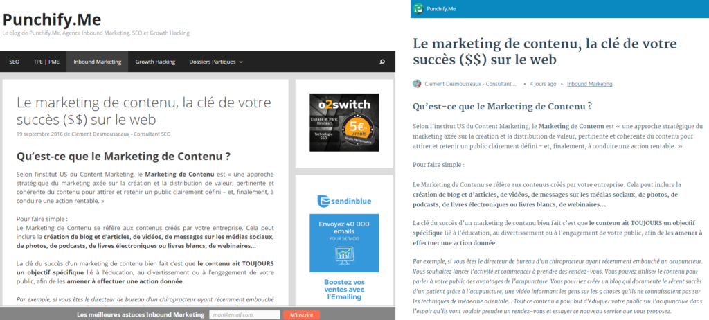plugin amp site wordpress : avant/apres installation