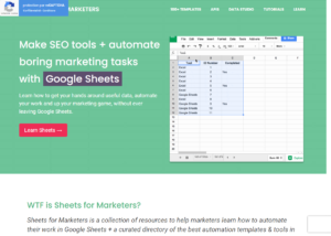 Outil SEO Gratuit : Sheets pour les spécialistes du marketing